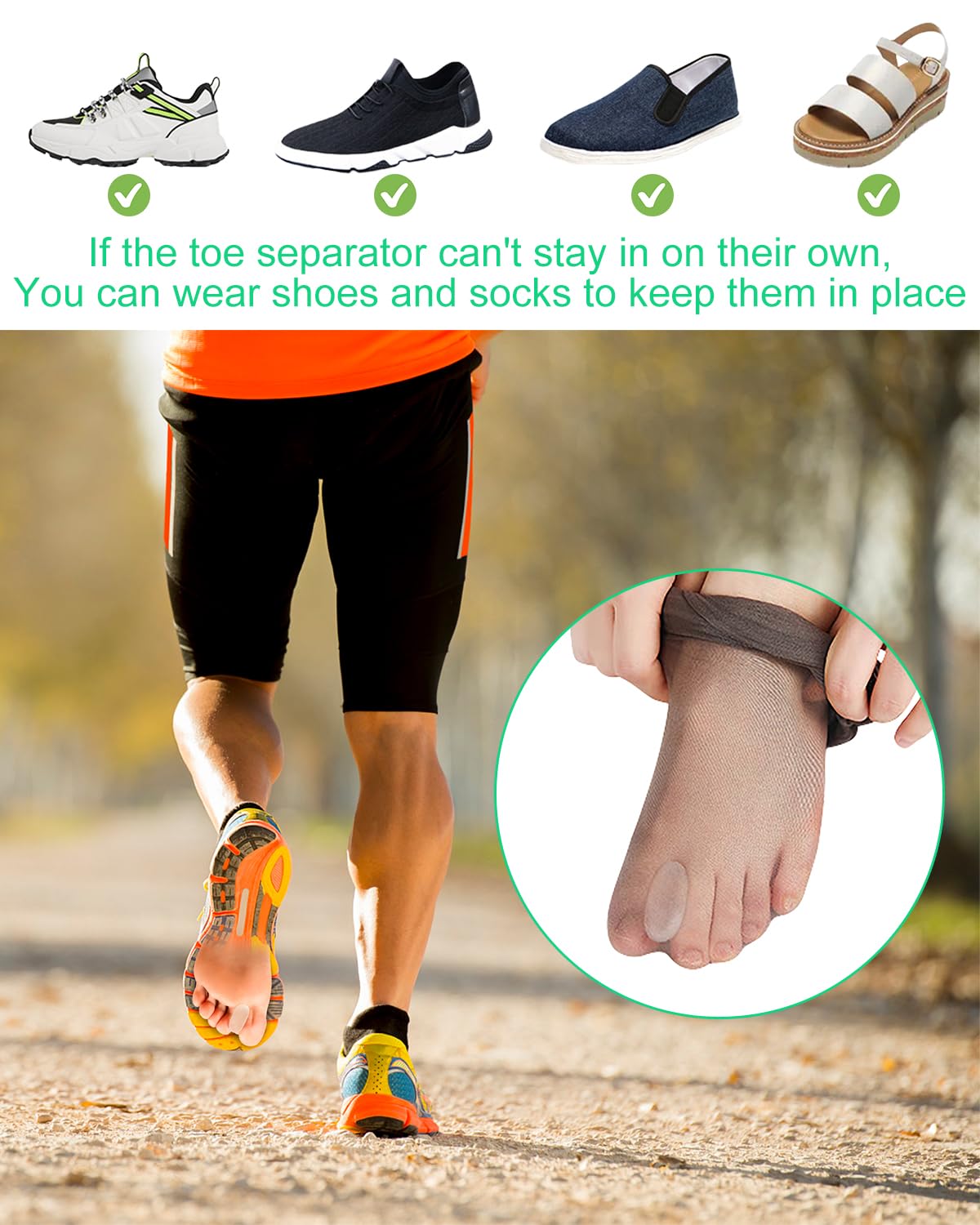 Pgrode gel separators inside packaging for foot health