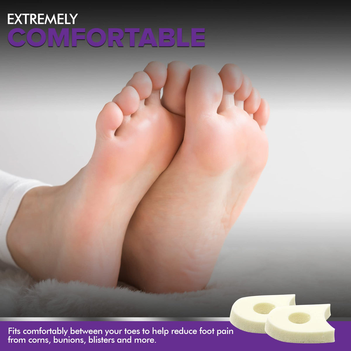 Authentic USA made foam toe separators packaging details