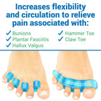 VIVEsole silicone gel toe stretchers being worn on feet