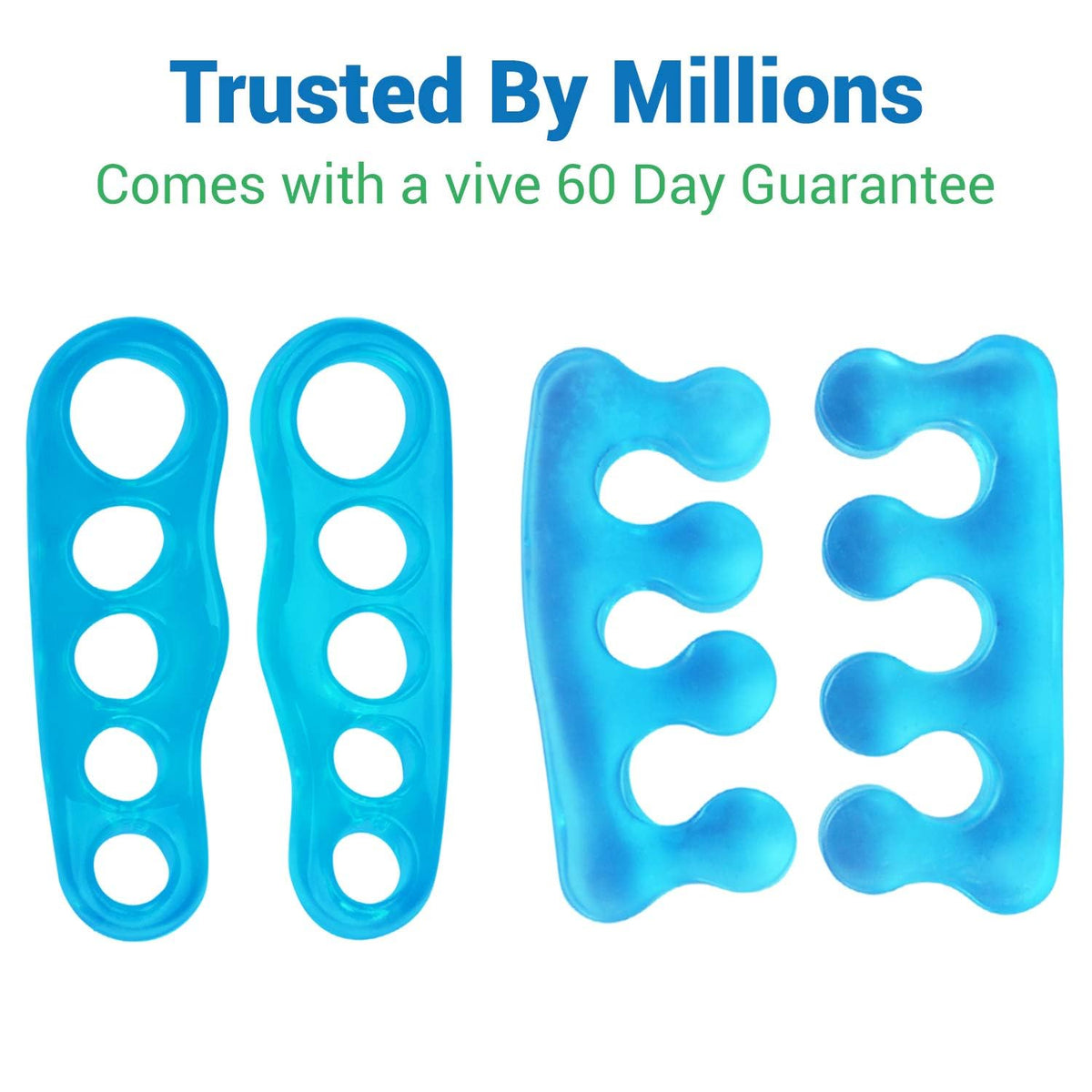 Two pairs of VIVEsole medium toe separators on display