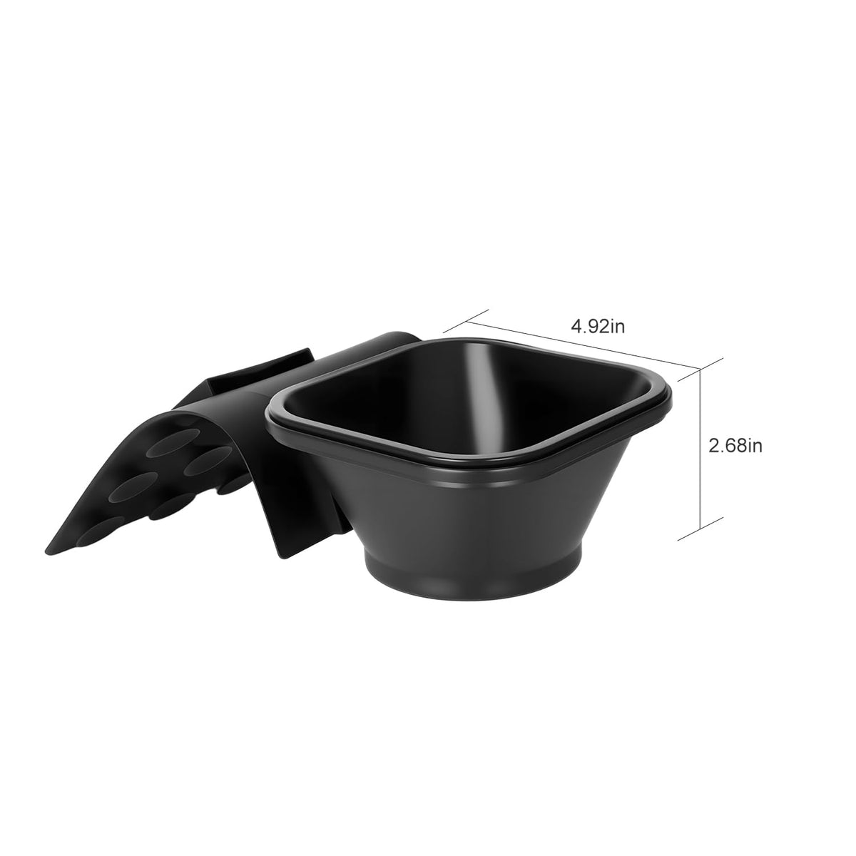 No spill hair tint cup with heavy duty suction holder on a flat surface