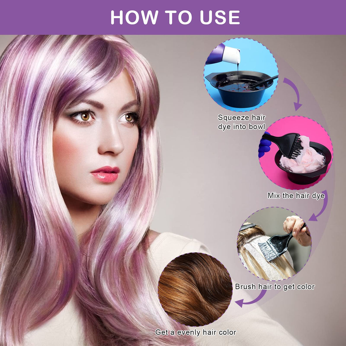Ahier disposable highlighting cap kit with metal hook needle for home salon use.