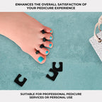 Close up of black luxury foam toe separators between toes