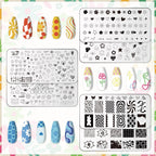 Whaline nail art templates with heart and star designs