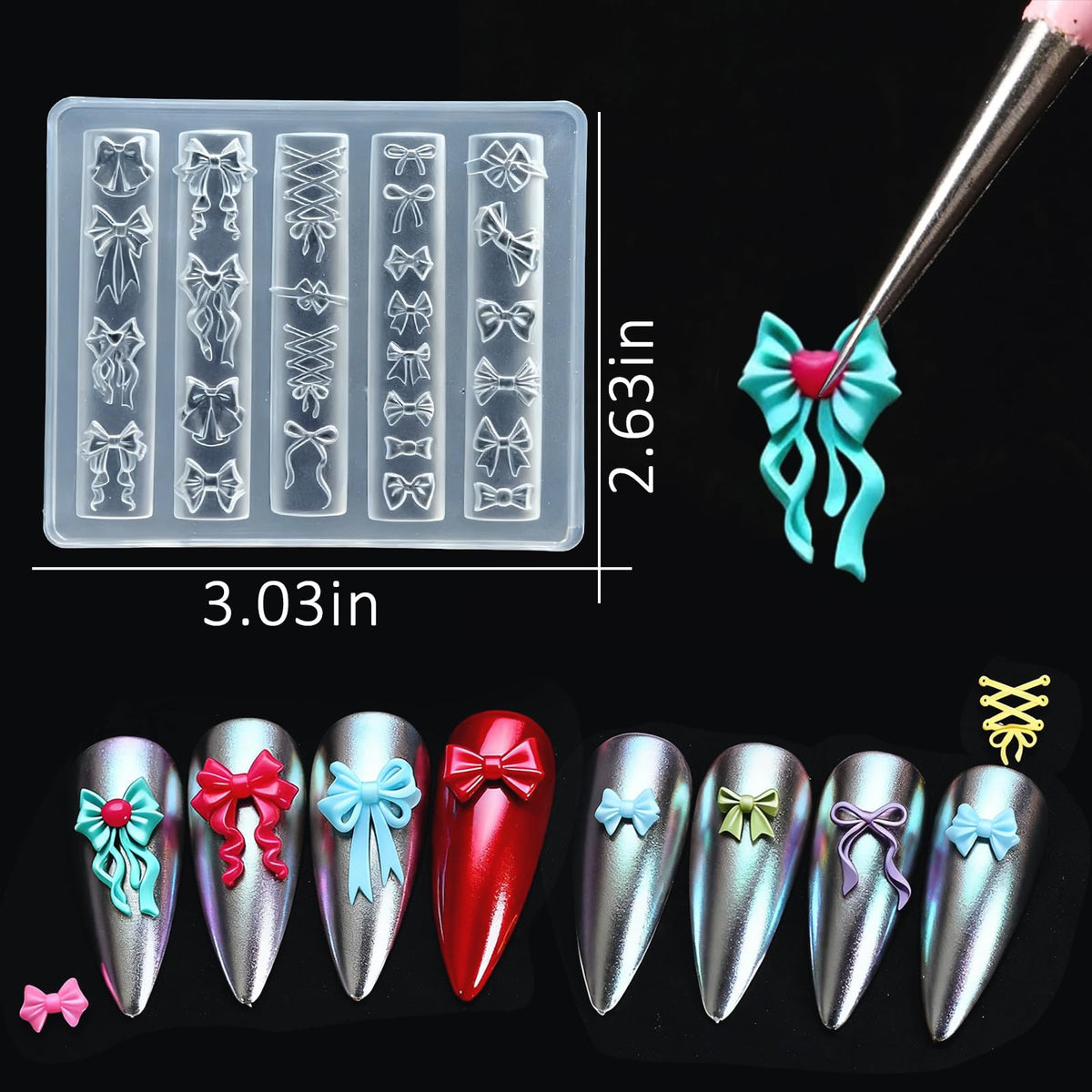 Two piece WOKOTO silicone nail tool set with over eighty manicure designs