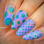 Authentic USA imported Maniology nail art template featuring classic retro dotted styles.