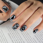 Forest scenery and moon phases patterns etched on professional manicure plates