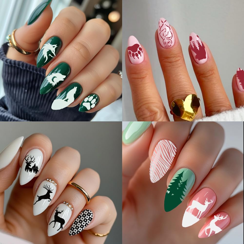 PH PandaHall rustic style DIY manicure stencils measuring 4.7 by 2.3 inches