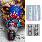 Using a soft silicone mold to craft 3D gel nail designs.