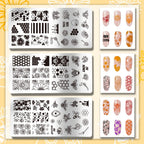 Stainless steel nail stamping plates showing intricate designs