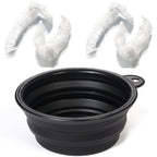 Protective black plastic ear caps included in the salon bleaching kit for mess-free dyeing.