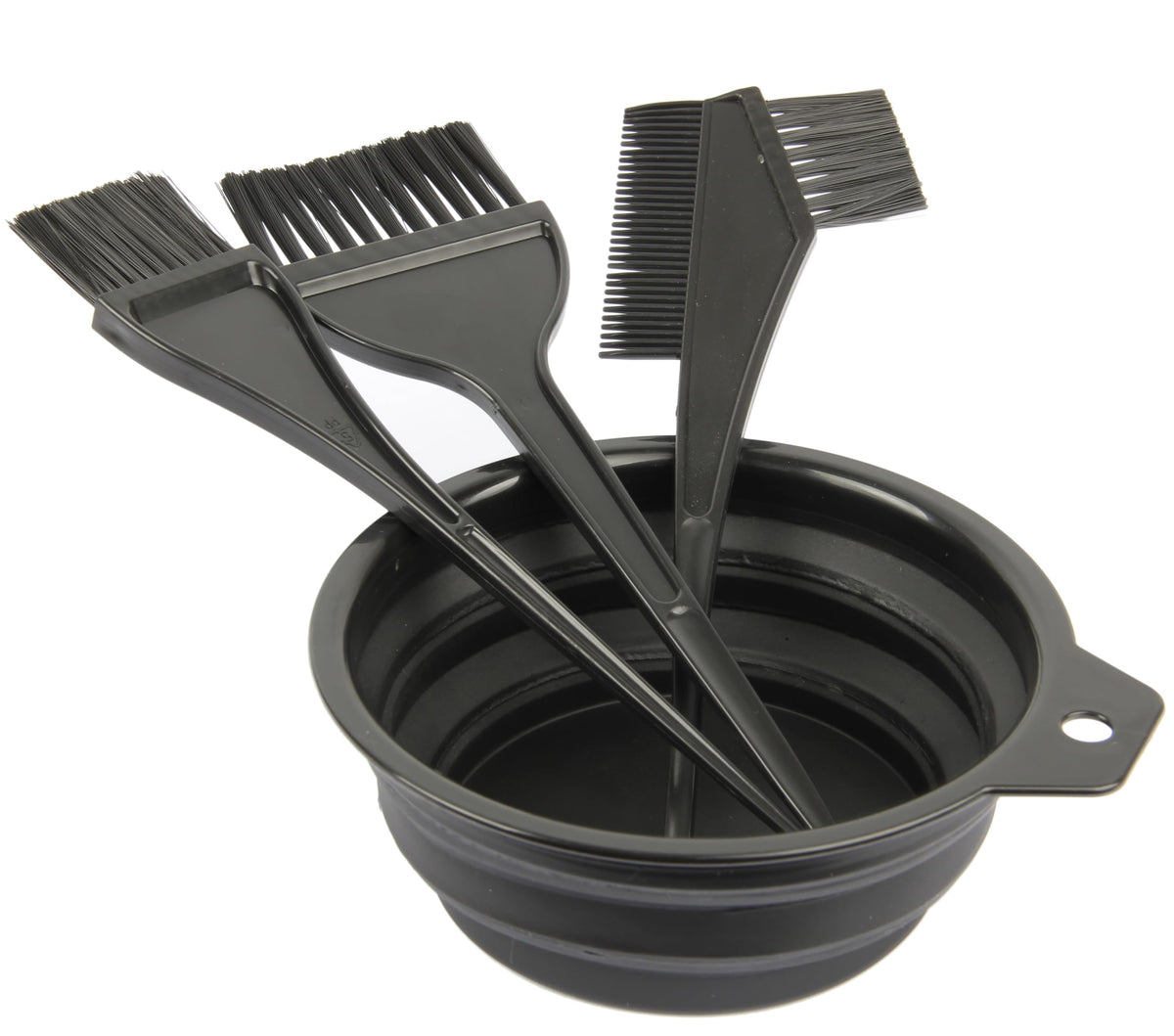 Close up view of the durable nylon bristles on the JFFX professional hair dye applicator tools