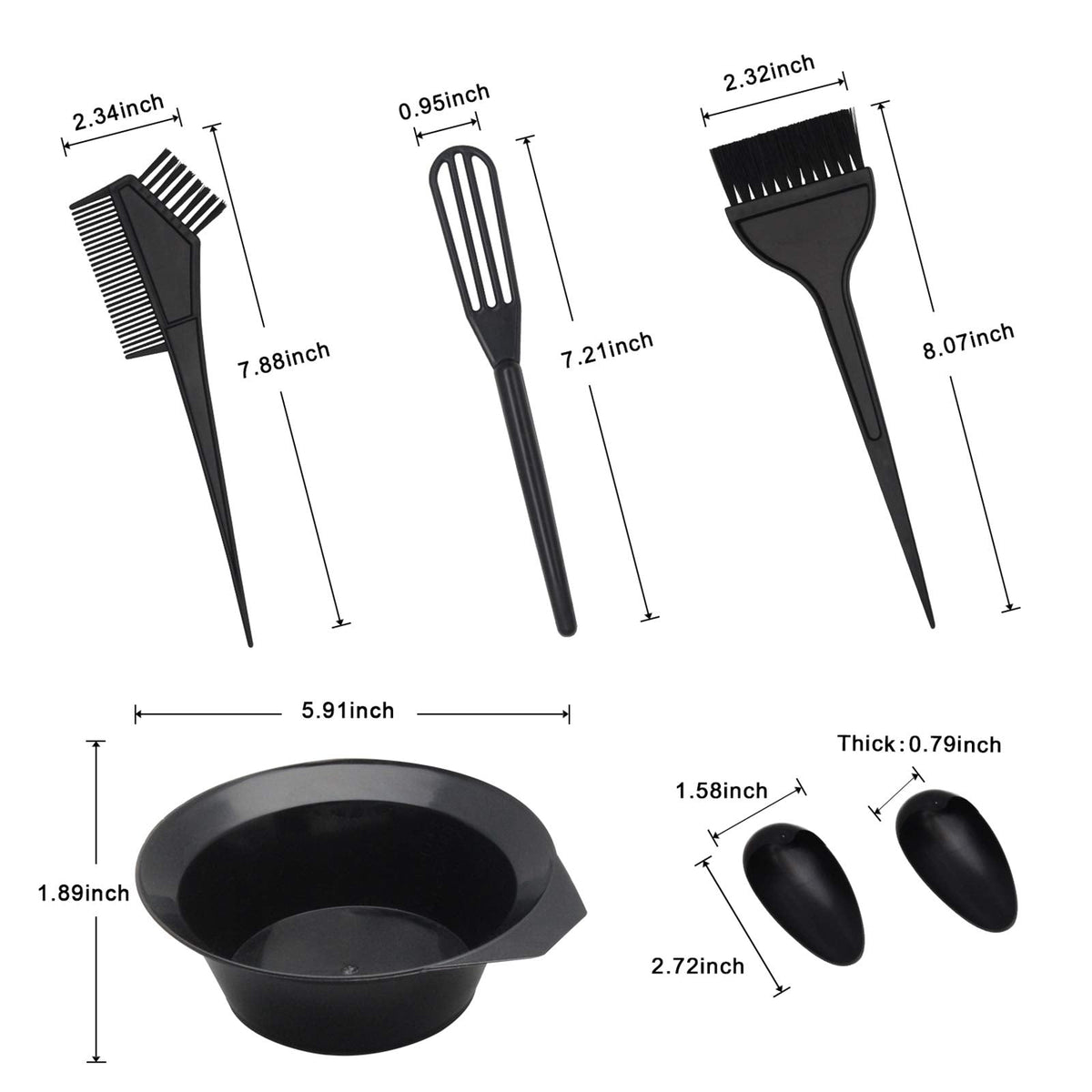 Close up of the chemical resistant mixing bowl and dye brushes from the professional hair tinting kit