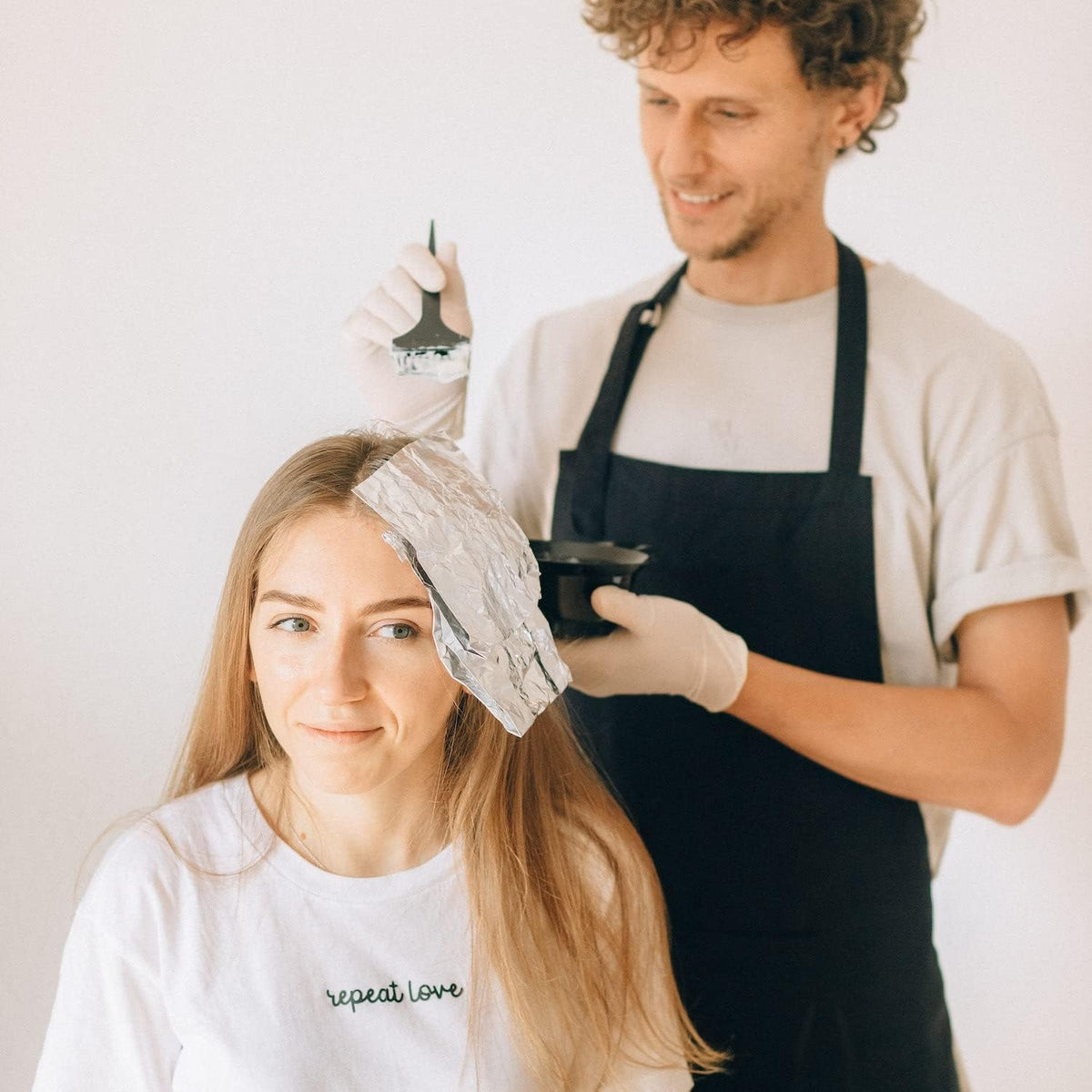 NOUSV professional hair tinting accessories laid out for home salon use