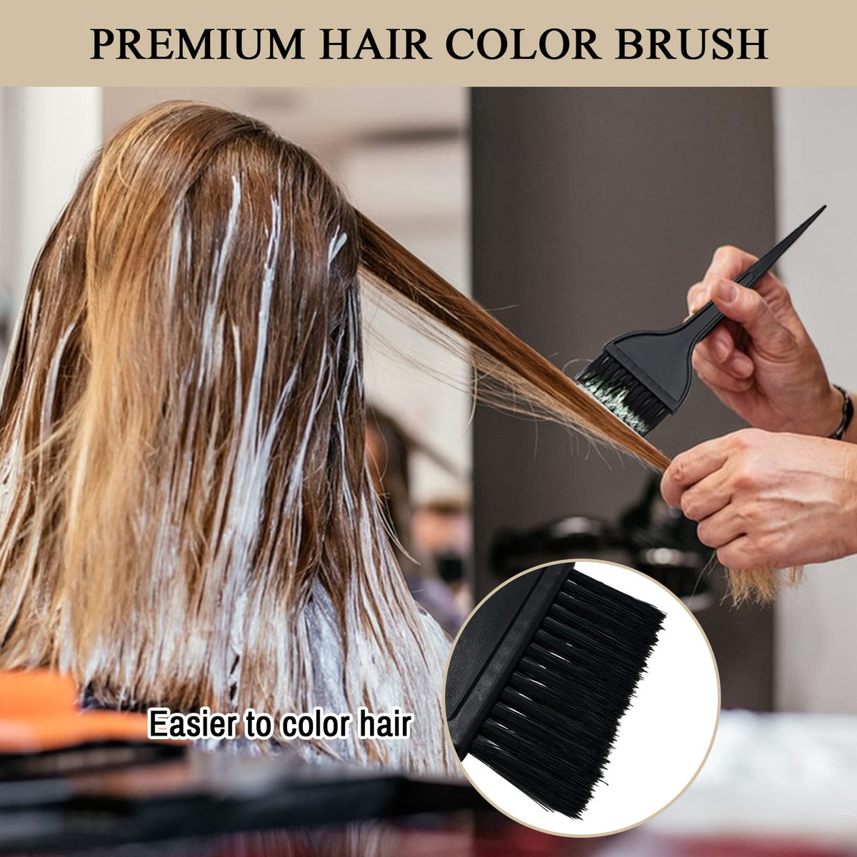 Close up view of the firm bristles on the 1st Choice hair tinting brush.