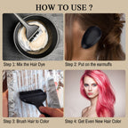 Washable and reusable hair dye application tools arranged neatly.