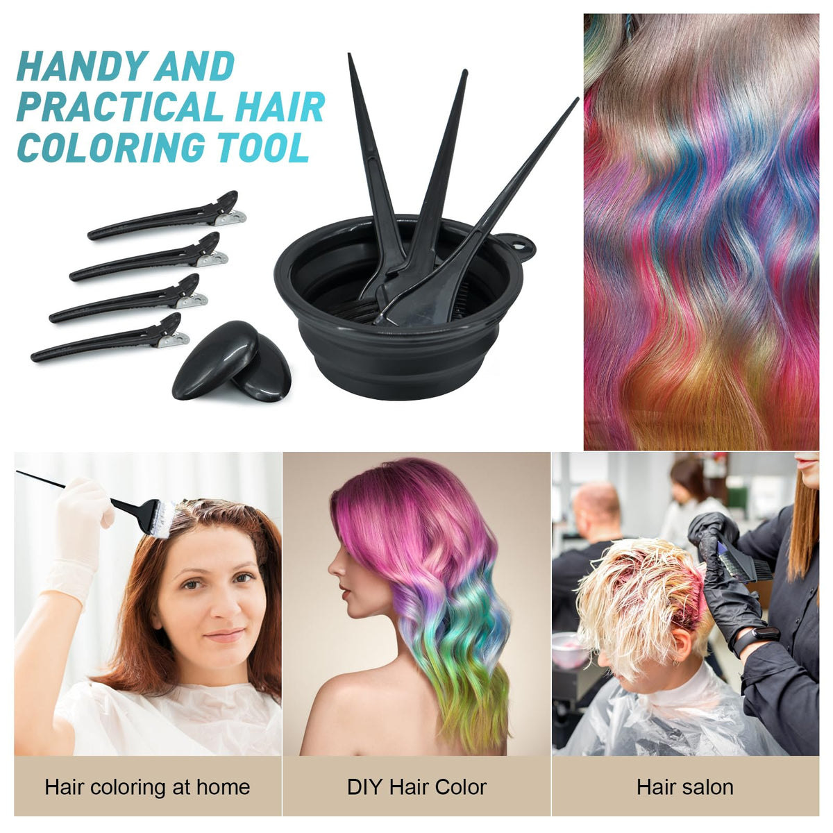 Protective black earmuffs designed to shield ears from chemical stains during hair coloring.