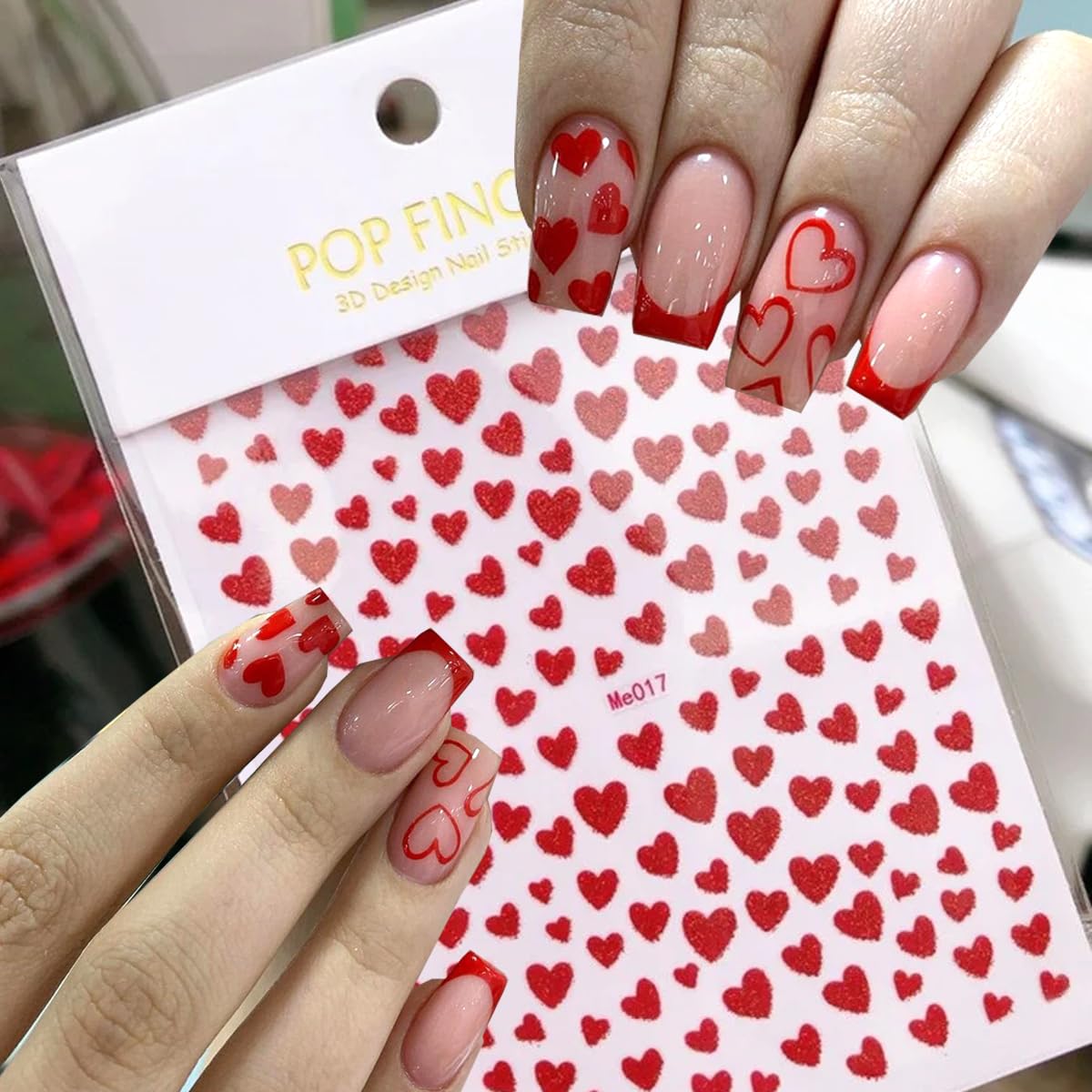 Assorted colors of heart shaped nail art glitter flakes