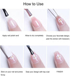 Application demonstration of 5d embossed nail stickers on natural nails