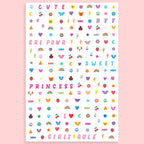 Four sheets of Xo, Fetti nail decals with various fun designs
