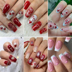 Application demonstration of heart shaped nail accessories