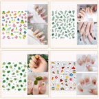 12 sheets of Ihukeit DIY nail decoration stickers spread out