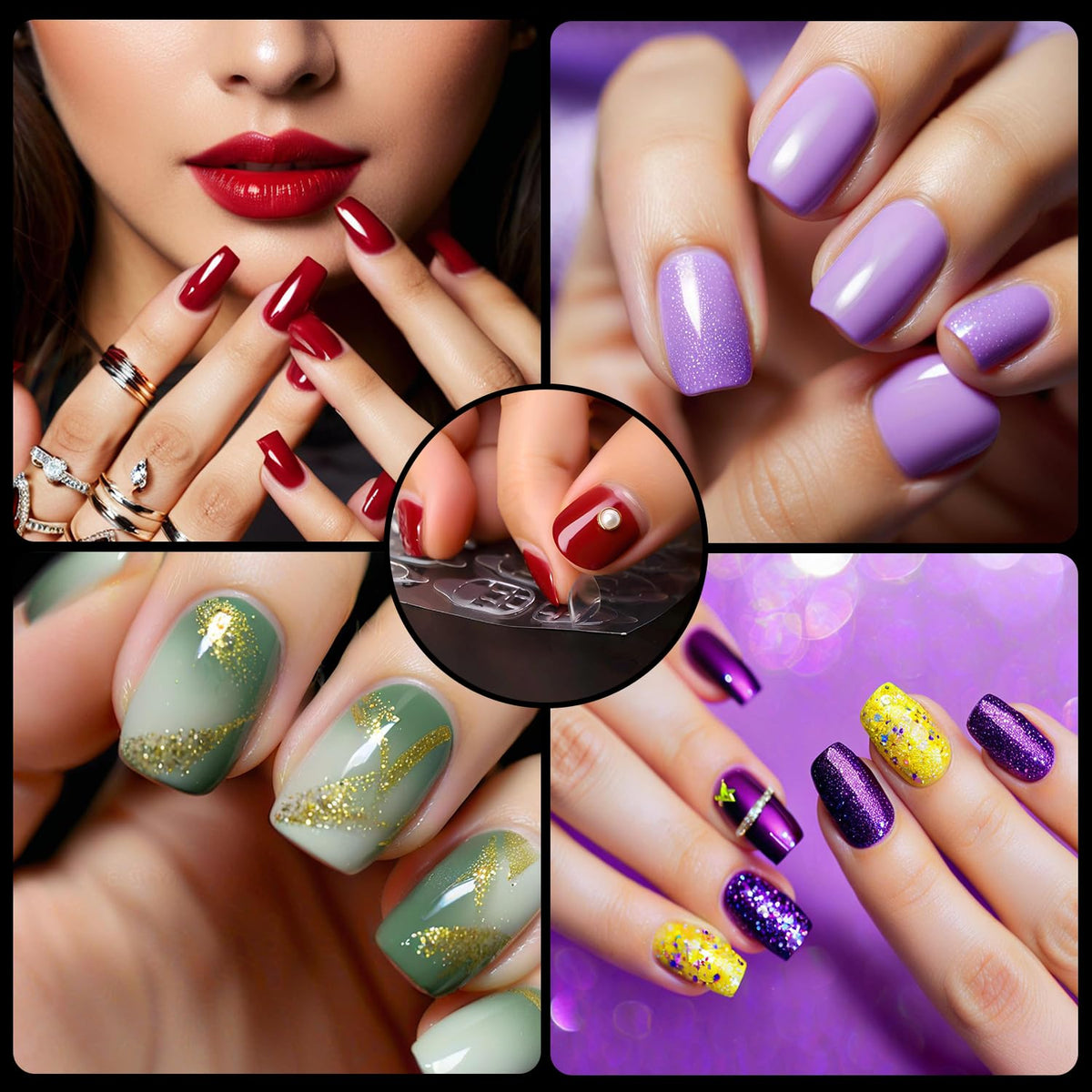Professional manicure result using clear nail adhesive stickers