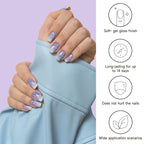 Close up of purple lavender gradient gel nail sticker design