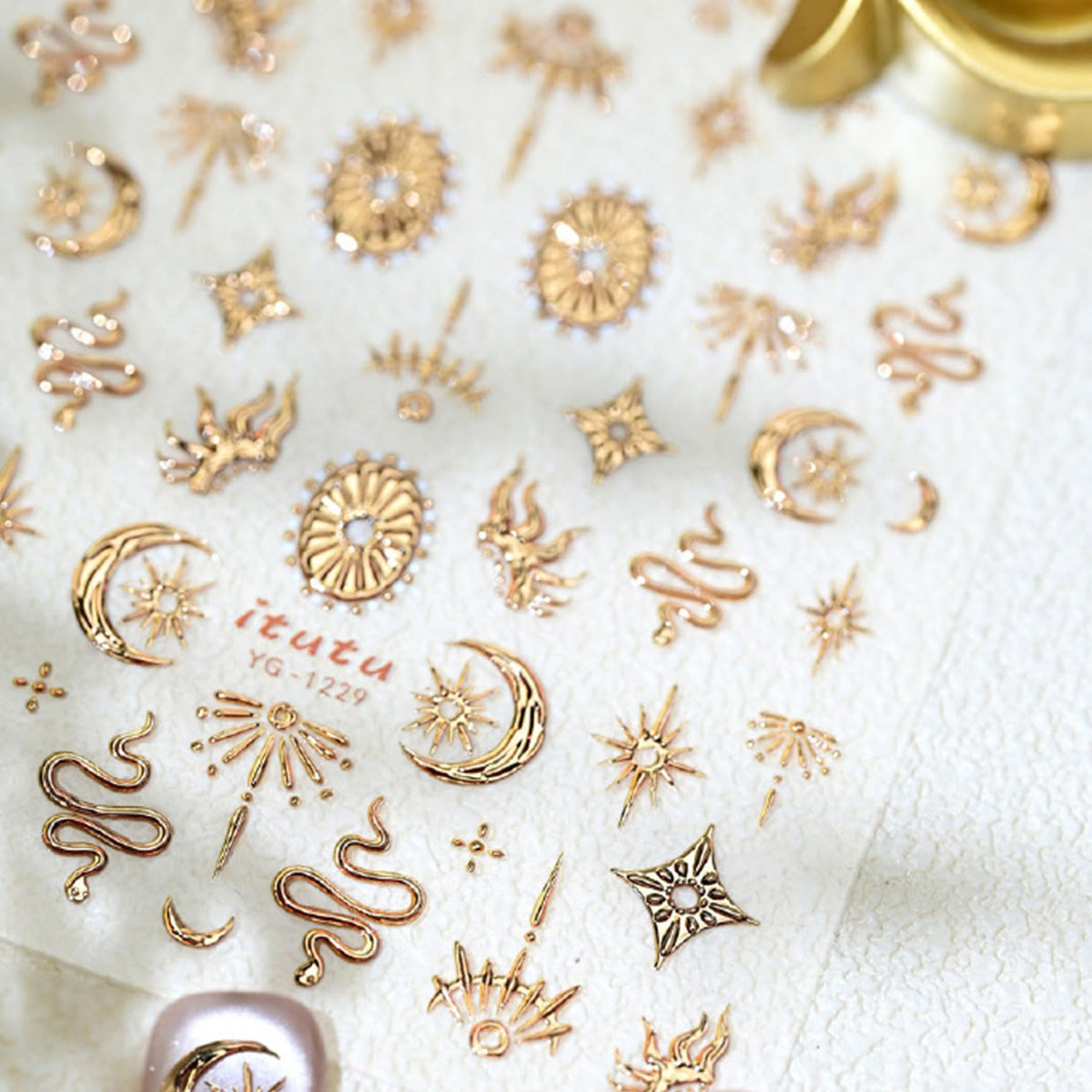 Assorted gold nail art stickers for women and girls