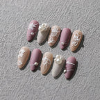 Detailed texture view of 5D embossed pearl floral nail stickers