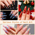 Manicured nails featuring various 3D floral nail art designs