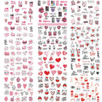 Close up of Mangoit romantic nail art decals with I Love You text