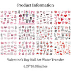 Pink heart and lip motif nail art decals for manicure
