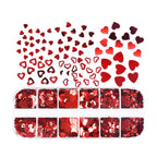 Valentine Day nail art design using Sinsen heart glitters