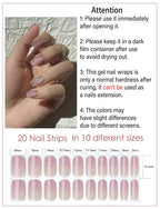 Close up of Wahrshei semi cured gel nail strips gradient design