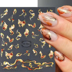 Six piece set of embossed 3D nail art slider sheets