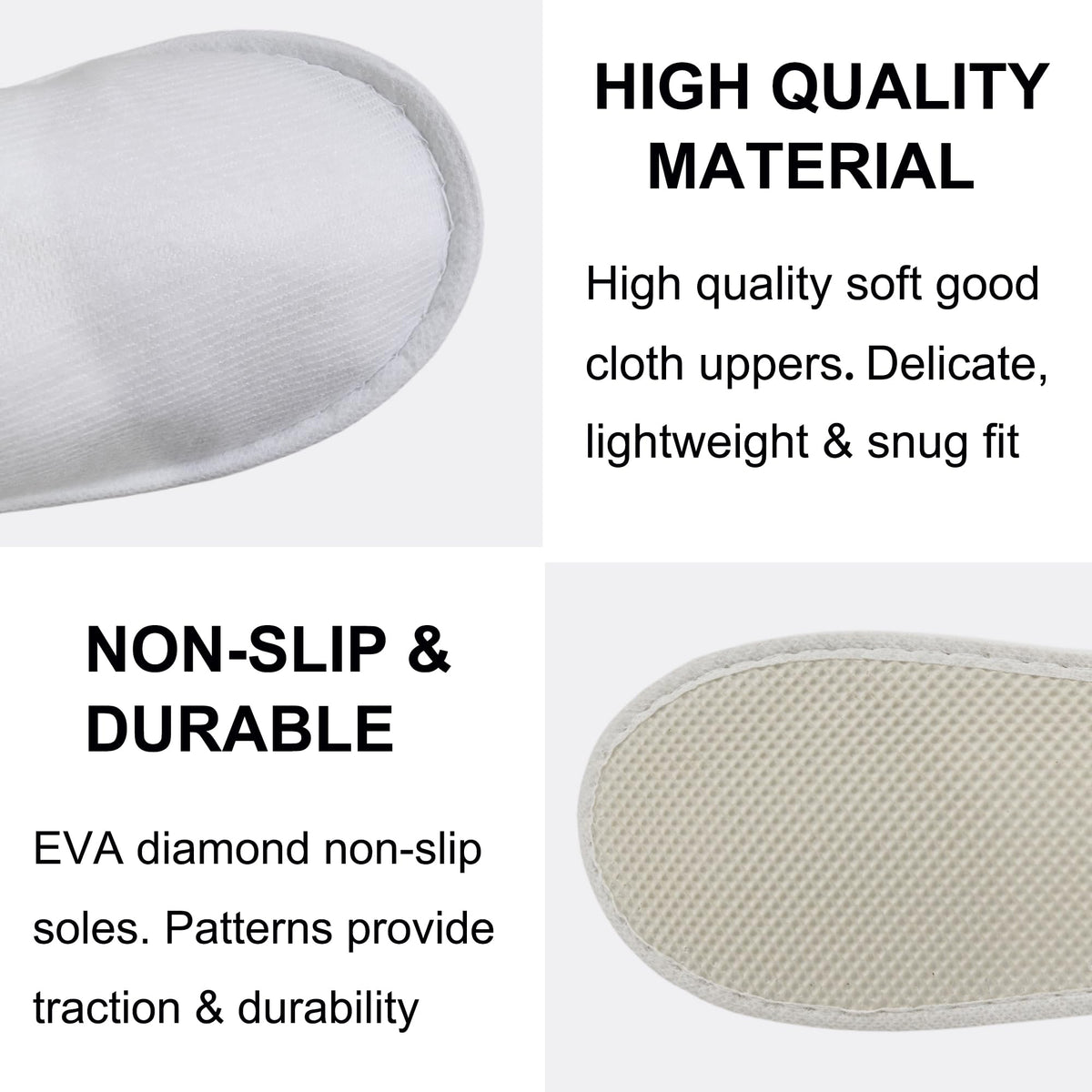 Non-slip EVA diamond sole view of disposable spa slippers