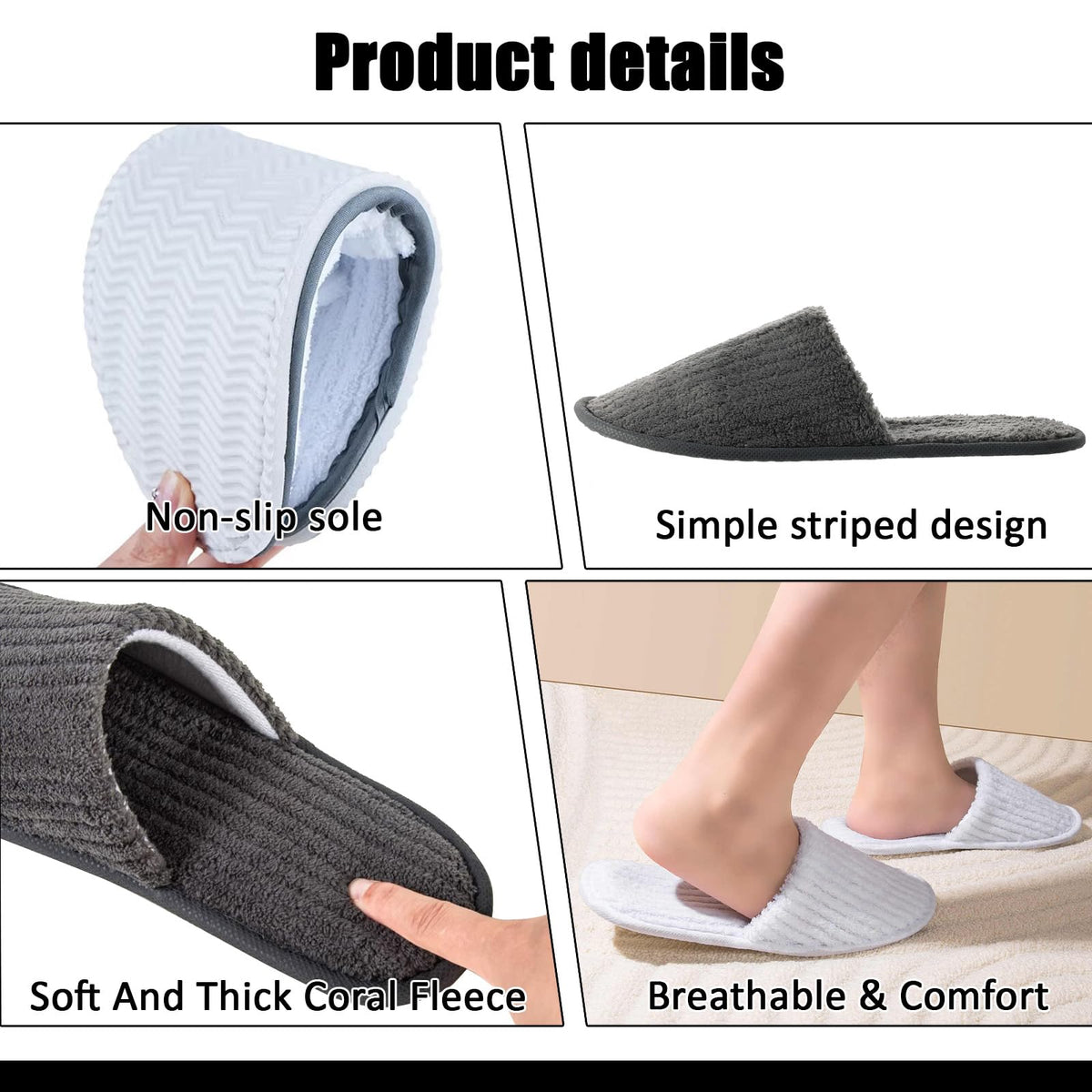 White and gray Tinsky disposable slippers for travel