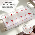 Top down view of Beauticom nail tip storage case with numbered slots