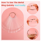 Oval shaped clear nail polish color display tips