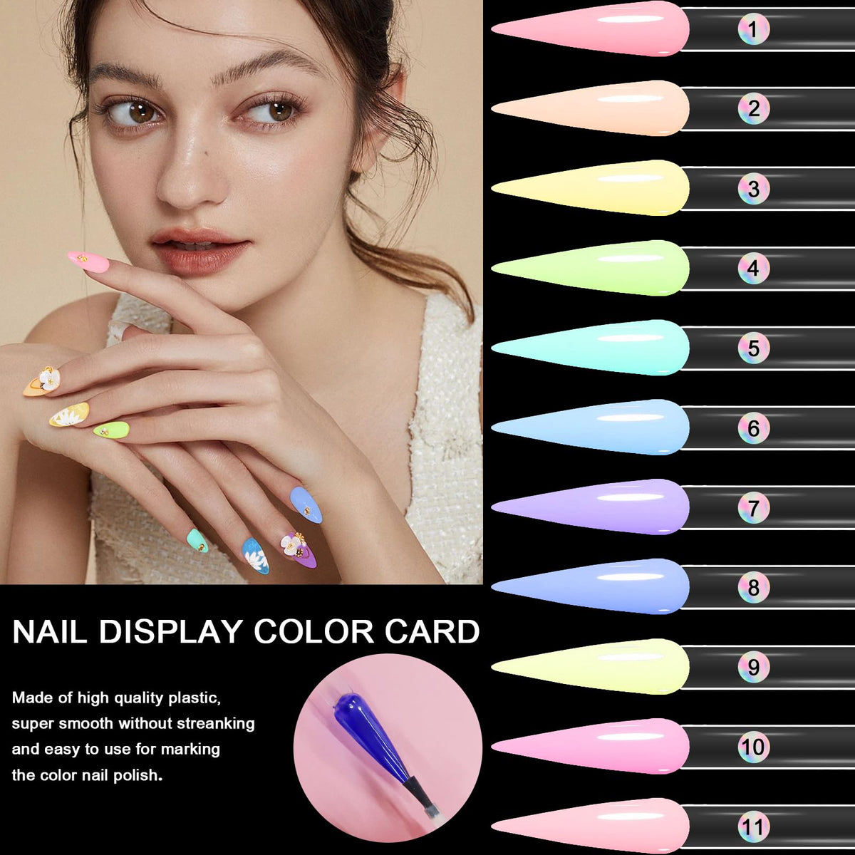 Metallic rings for organizing nail art display sticks