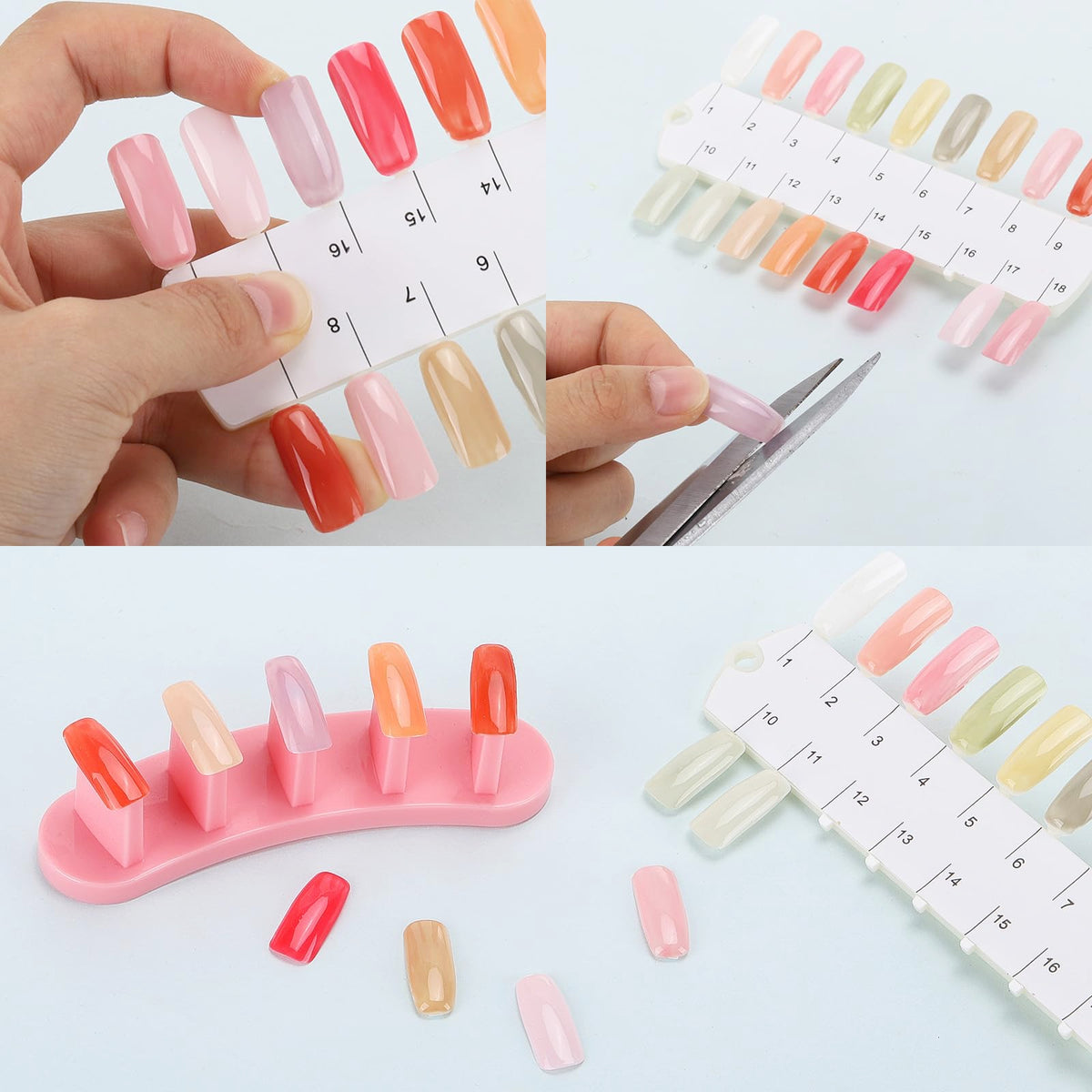 Close up of numbered nail polish display sticks