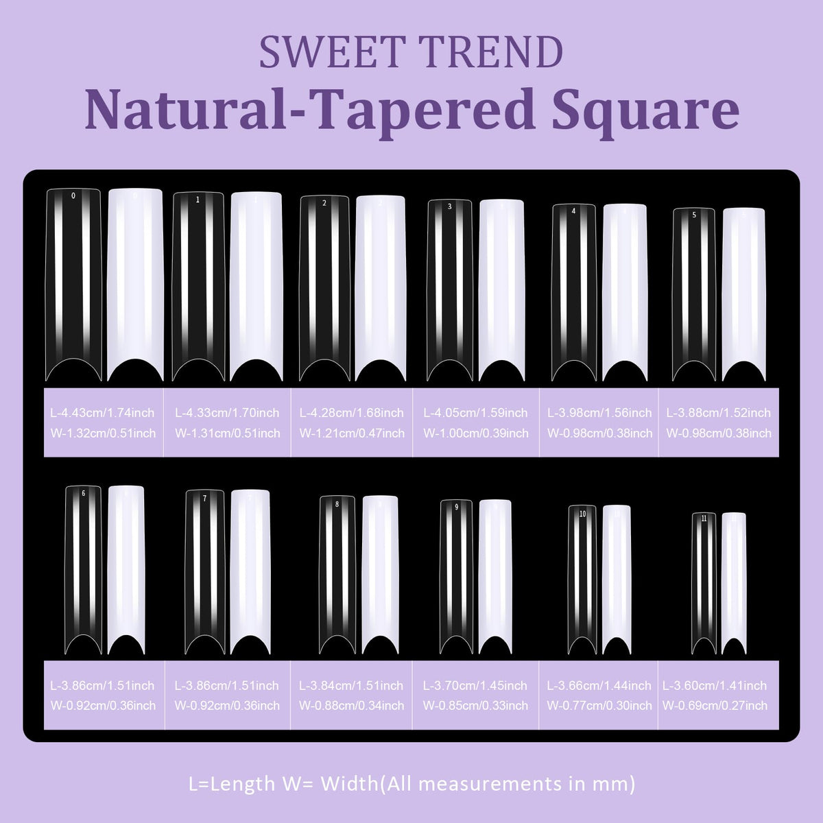 Extra long straight fake nail tips for custom manicure