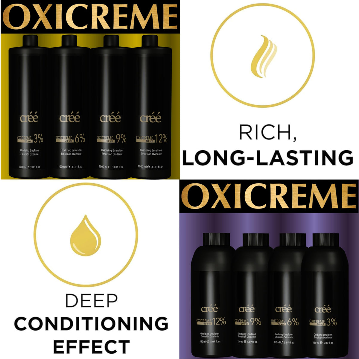 Créé Oxicreme oxidizing emulsion bottle showing cream consistency directions