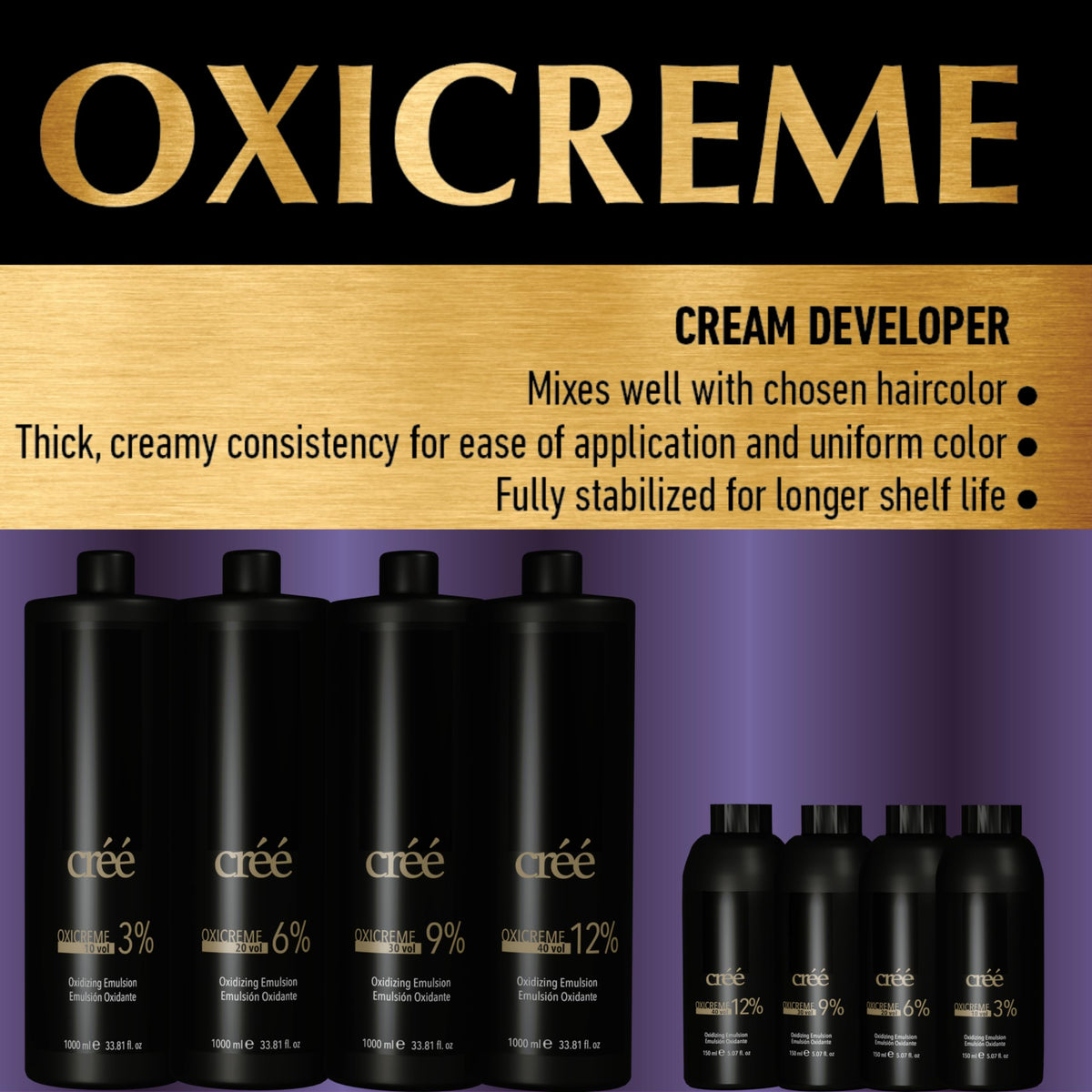 Italian manufactured Créé hair developer cream close up packaging