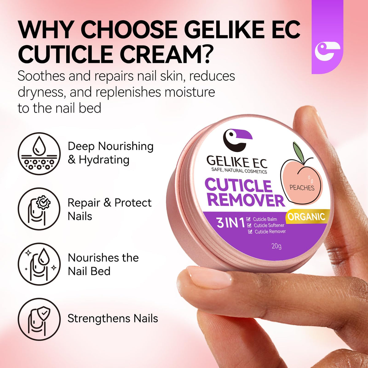 Gelike Ec peach scented cuticle softener for salon home use