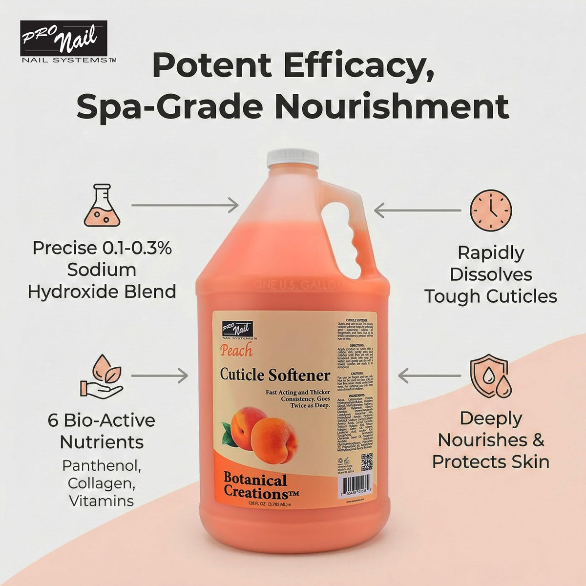 Pro Nail cuticle softener gallon container for professional manicure prep