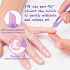 Applying cuticle oil from Sinbana pen to nail base