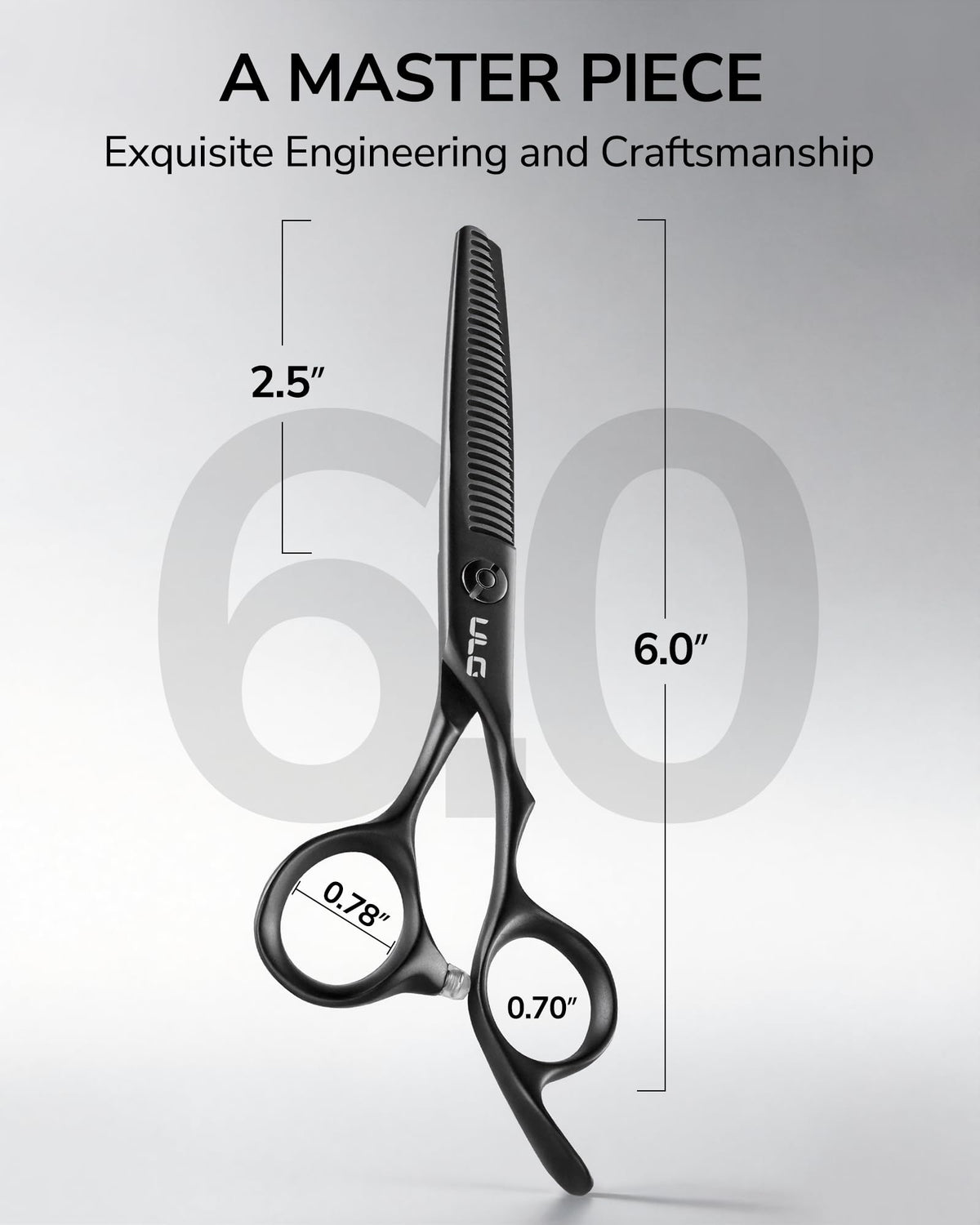 ULG salon grade texturizing shears detailing the 6CR stainless steel laser cold cutting blade construction