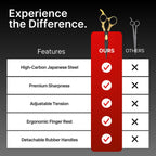 H&S GoldBlack barber scissors cutting hair to demonstrate salon grade precision edge performance.